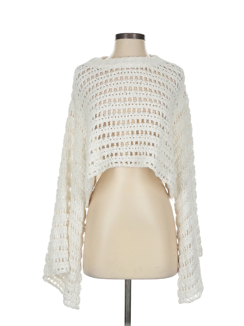 Free People Women's Caught Up Bell-Sleeve Crochet White Small